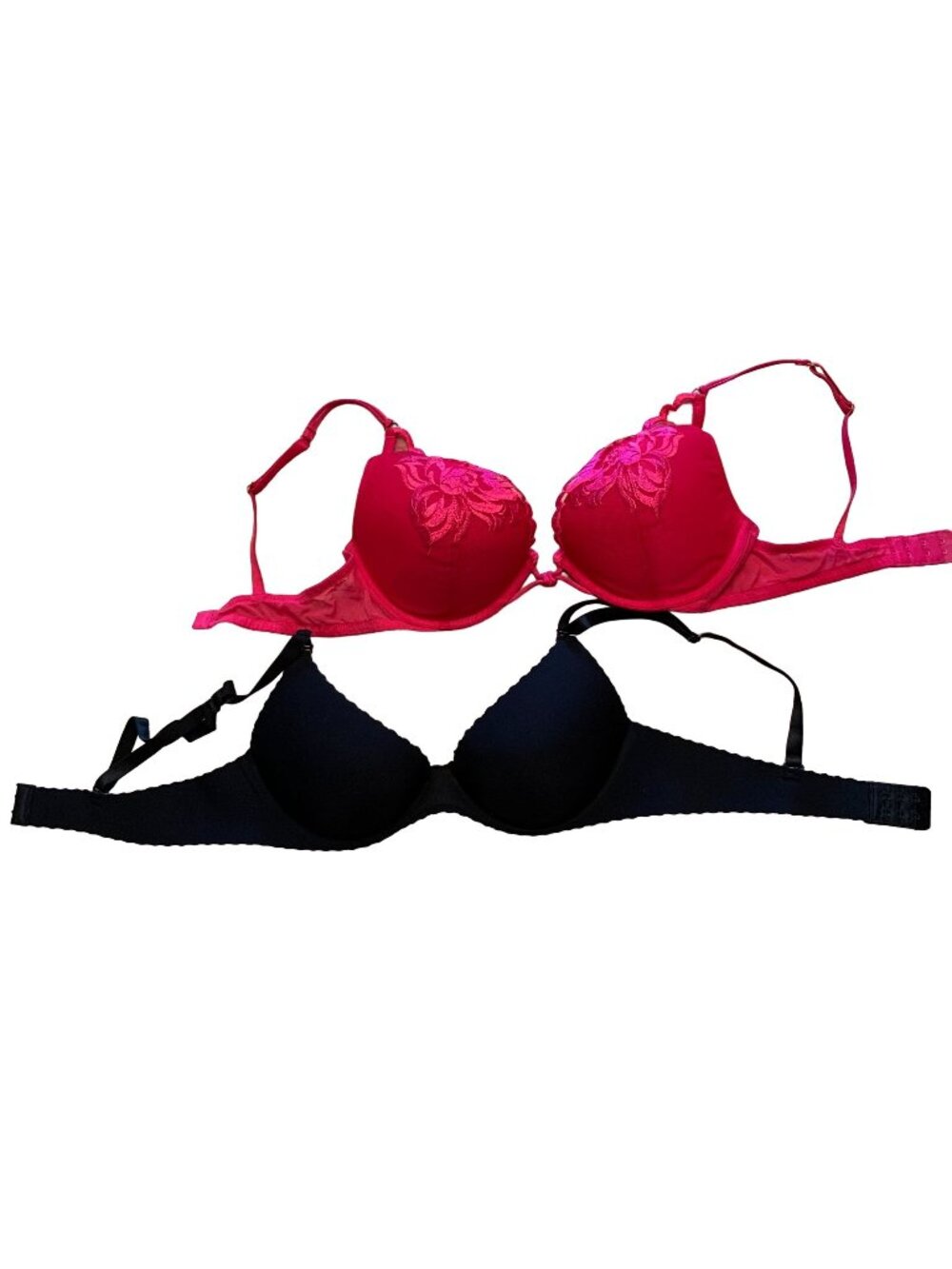 Set Of 2 Womens Push-Up Bras Victorias Secret & Leopard Print Size 36C Nylon/Spa
